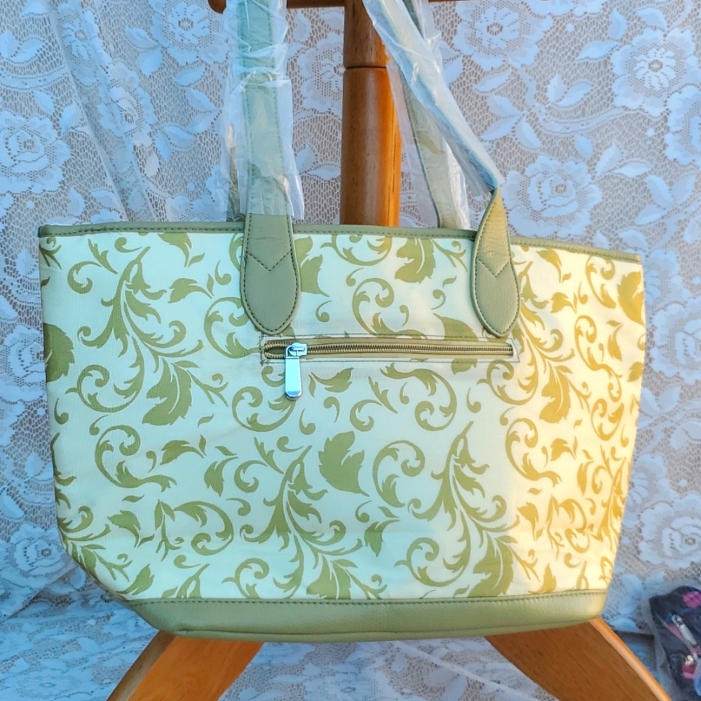 NEW Gold topaz tote bag Home Interiors Penelope Ann Reinforced Handle wipe clean